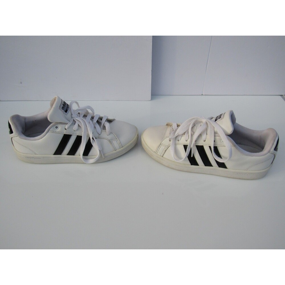 Adidas Cloudfoam Baseline Men's White Black Stripes Sneakers‎ Shoes US 7.5